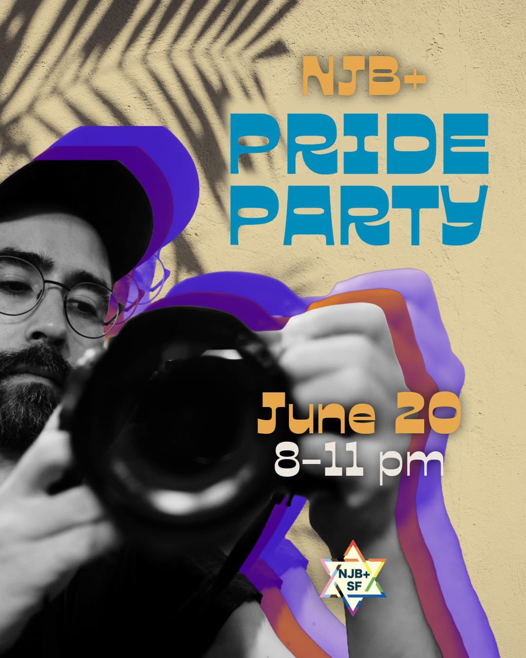Poster for the NJB+ Pride Party in San Francisco